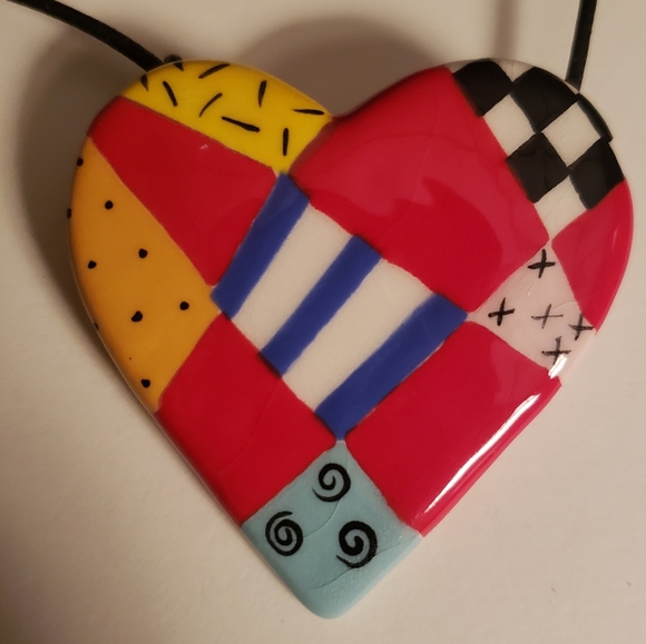 Artisan Ceramic Heart Beaded Necklace - Picture 2 of 10